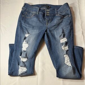 Edgy Torrid Blue Distressed Skinny Jeans size 14